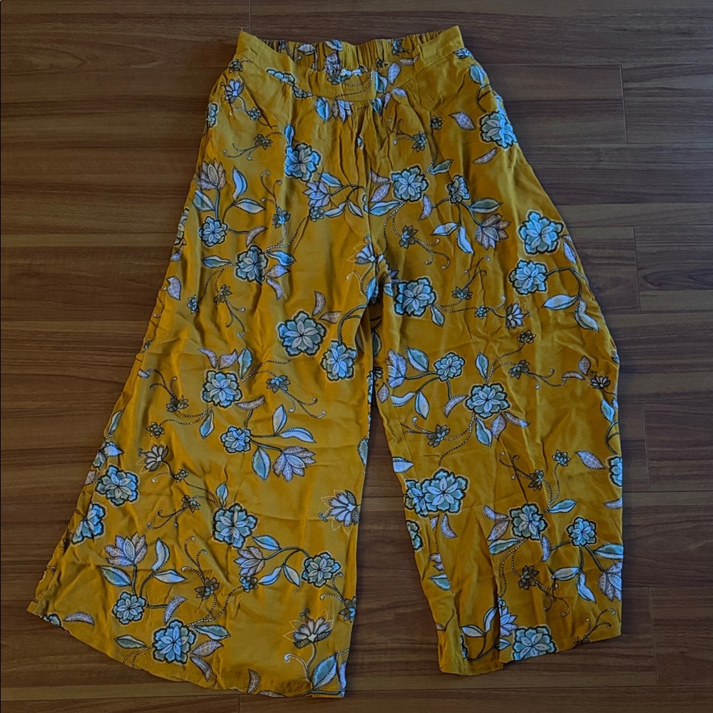 Jaase Bohemian Floral Palazzo Wide Leg Chic Pants Size Large